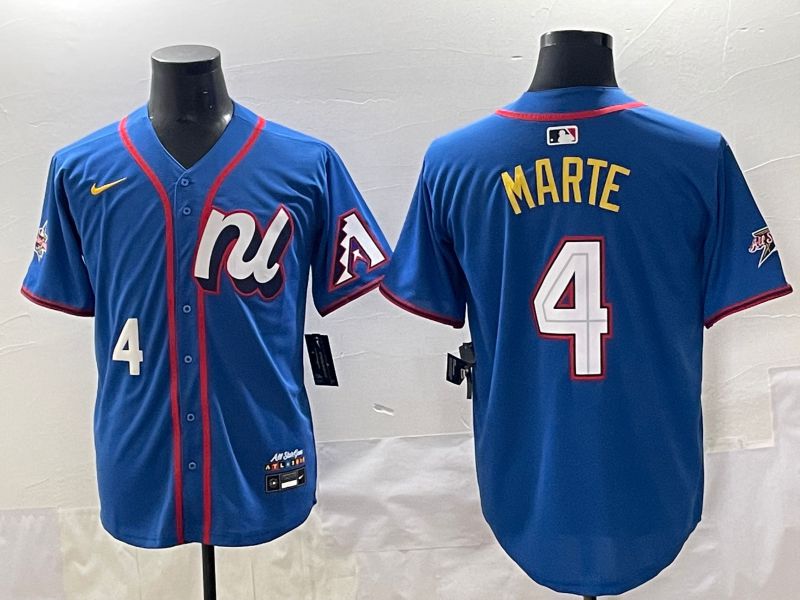Men 2025 Arizona Diamondback #4 Marte Blue All star Blank Blue Nike MLB Jersey style 3